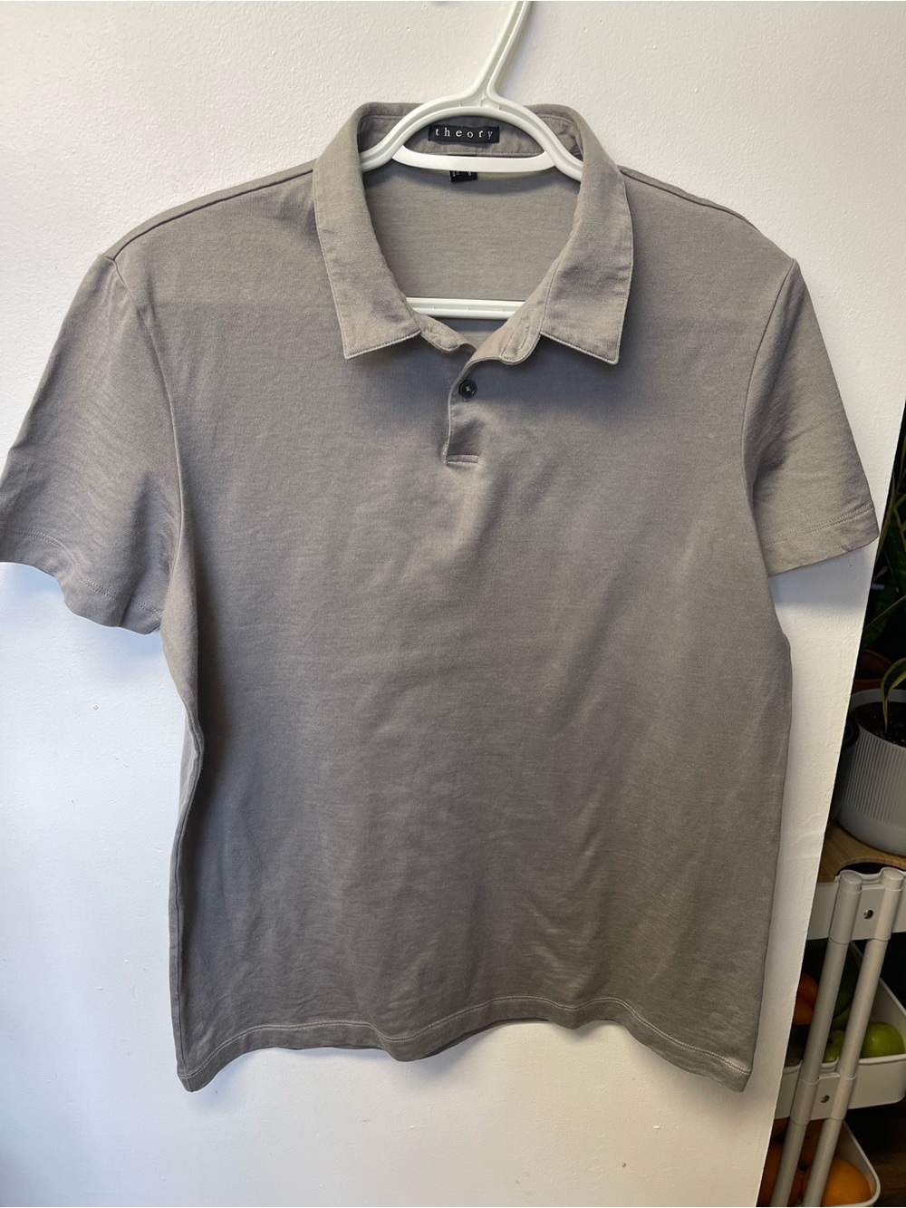 Theory Men's Short Sleeve Polo Shirt Grey Size L